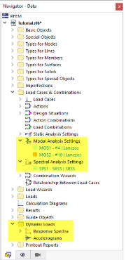 Navigator Items Relevant to Dynamic Analysis