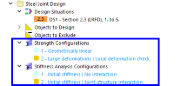 Default Strength and Stiffness Analysis Configurations