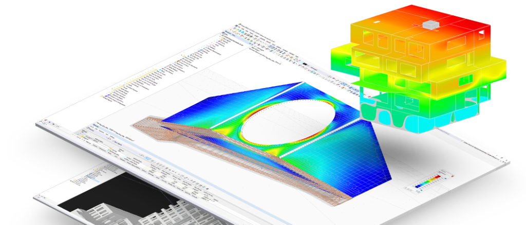 Visual display of the reinforced concrete design with the add-on in RFEM 6, focused on ultimate and serviceability limit state.
