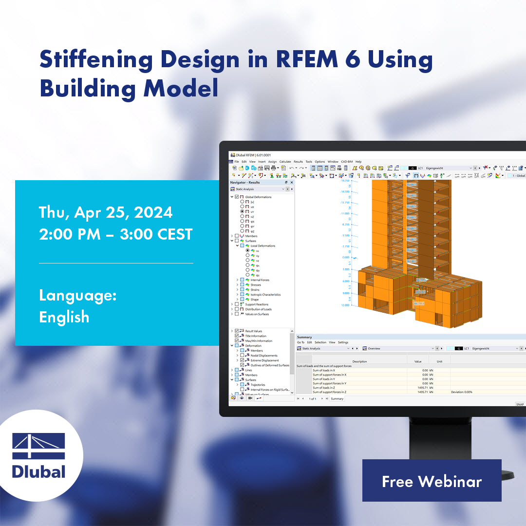 Stiffening Design in RFEM 6 Using Building Model