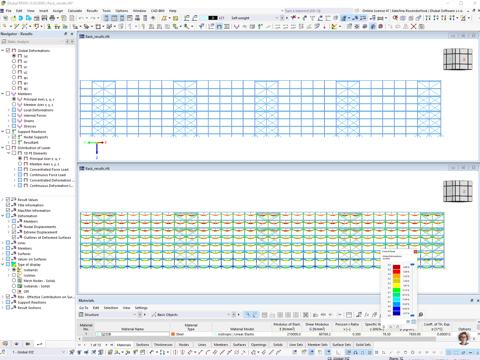 Longitudinal View of High-Bay Racking in RFEM