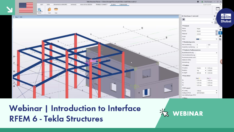 Interface integration of RFEM 6 with Tekla Structures demonstrated in a webinar focused on cross-platform collaboration.