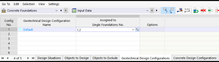 Assigning Objects in Table of Design Configuration