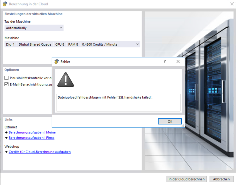 FAQ 005534 | I would like to start my calculation in cloud. However, I get the error message…