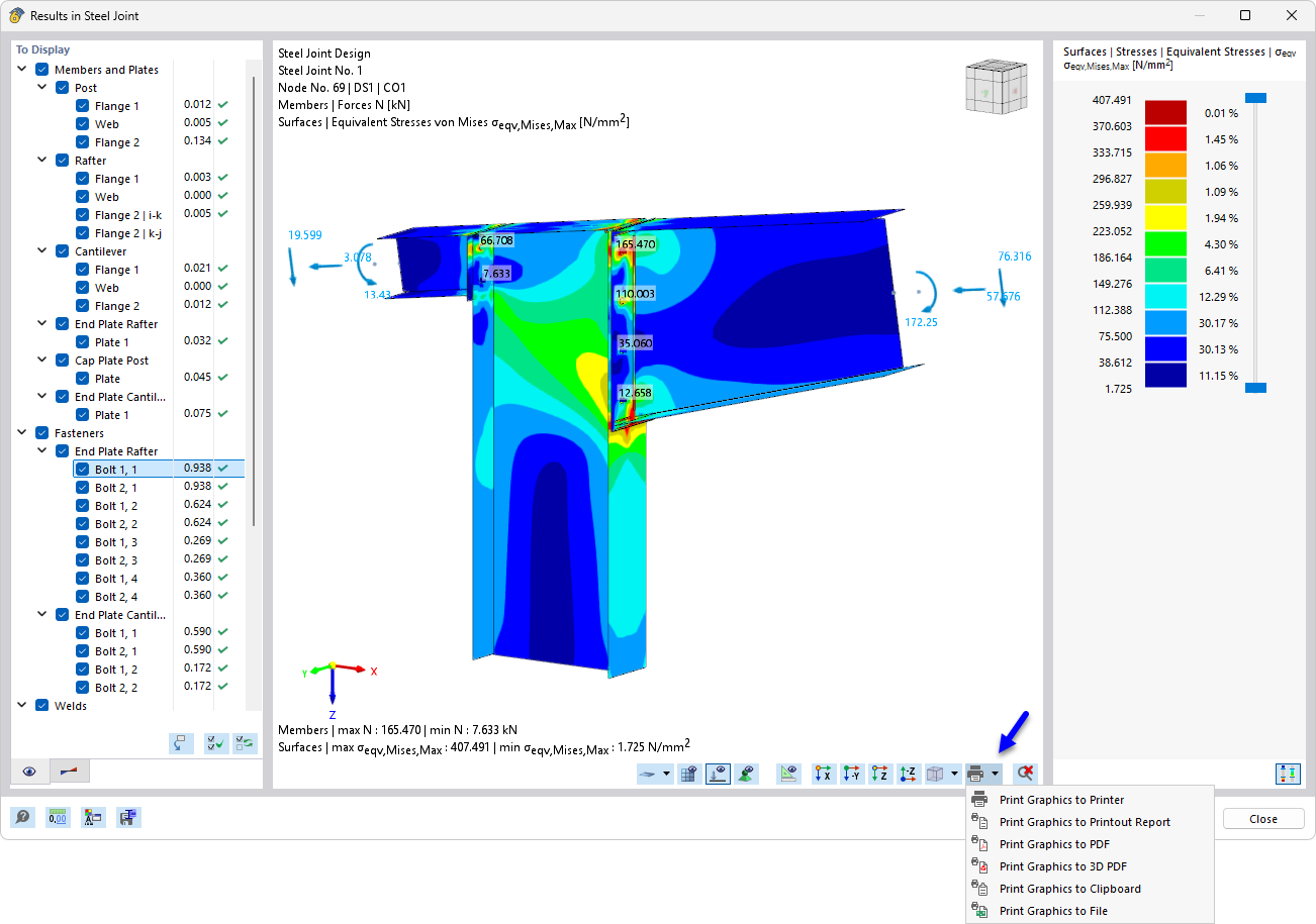Printing Results in Steel Joint