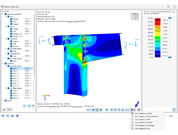 Printing Results in Steel Joint