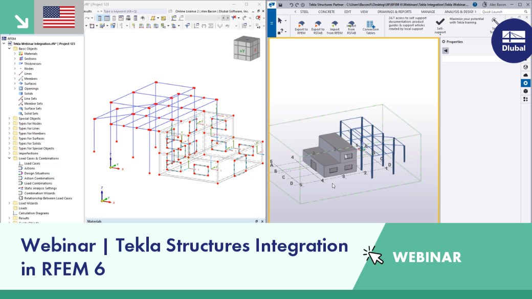 Integration of Tekla Structures with RFEM 6 software in a detailed webinar presentation.