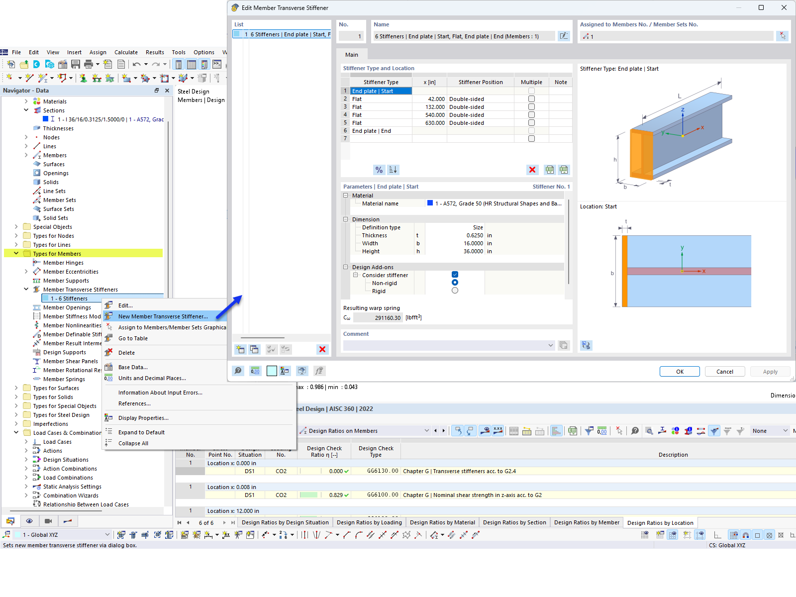 KB 001883 | Plate Girder Design According to AISC 360-22 in RFEM 6