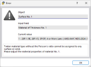 FAQ 005576 | Why do I get an error message about invalid material when defining timber surfaces?