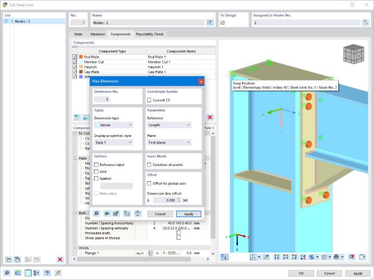 Dimension Settings and Snap Positions