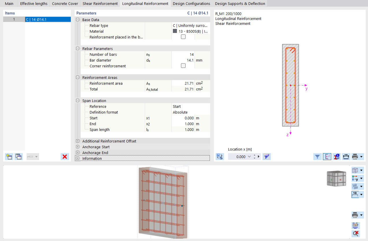Defining Longitudinal Reinforcement for Result Beam