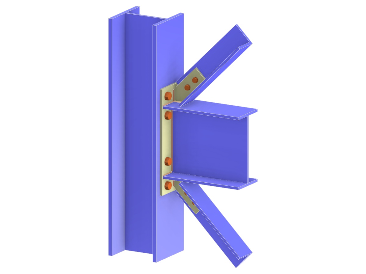 Model 005101 | Beam and Diagonal Braces to Column Flange Connection via Extended End Plate and Fin Plate