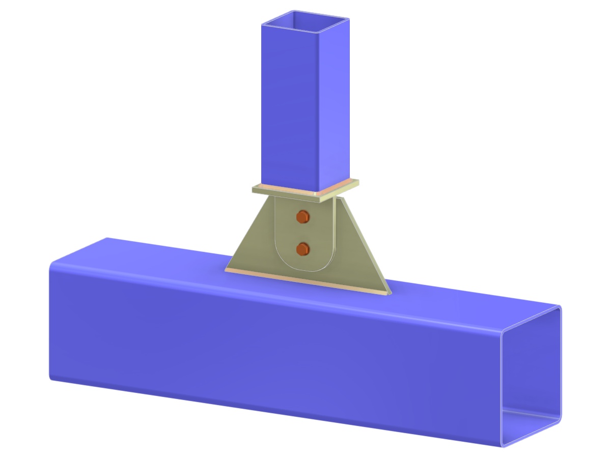 Model 005199 | Truss T-Joint | Vertical to Chord Connection via Gusset Plate, Tongue Plate, and Cap Plate