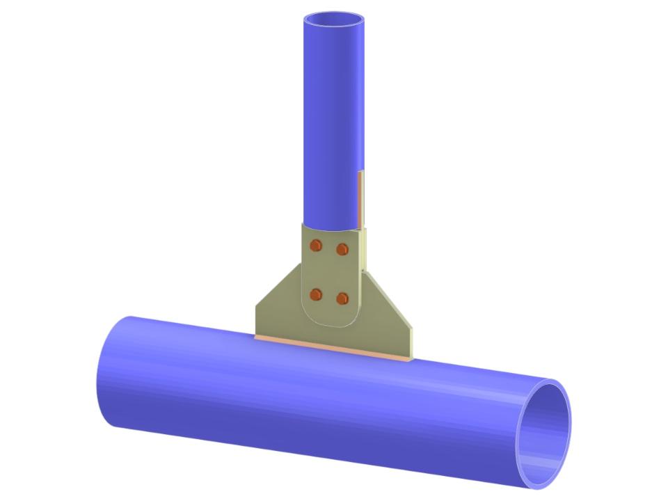 Model 005202 | Truss T-Joint | Vertical to Chord Connection via Gusset Plate, Tongue Plate, and Cover Plates