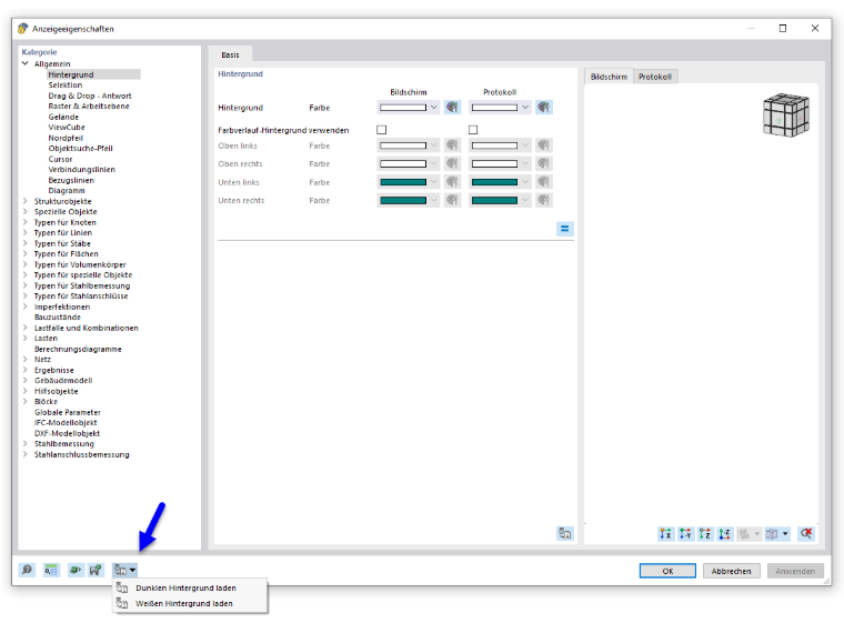 Dialog Box for Changing Background Color in Dlubal Software