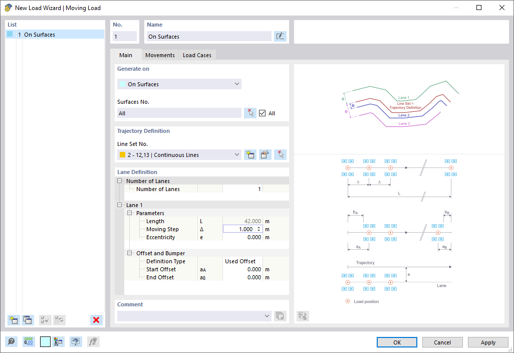 Dialog Box "New Load Wizard | Moving Loads"