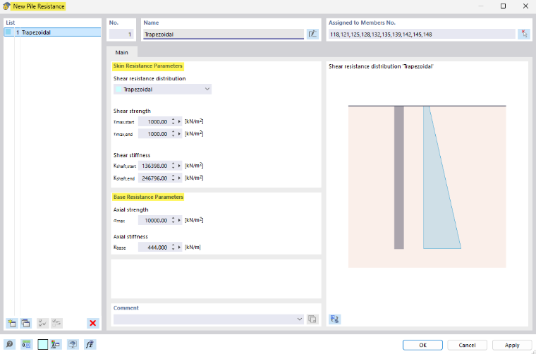 Input window for resistance parameters | Skin friction, peak pressure, basic resistance