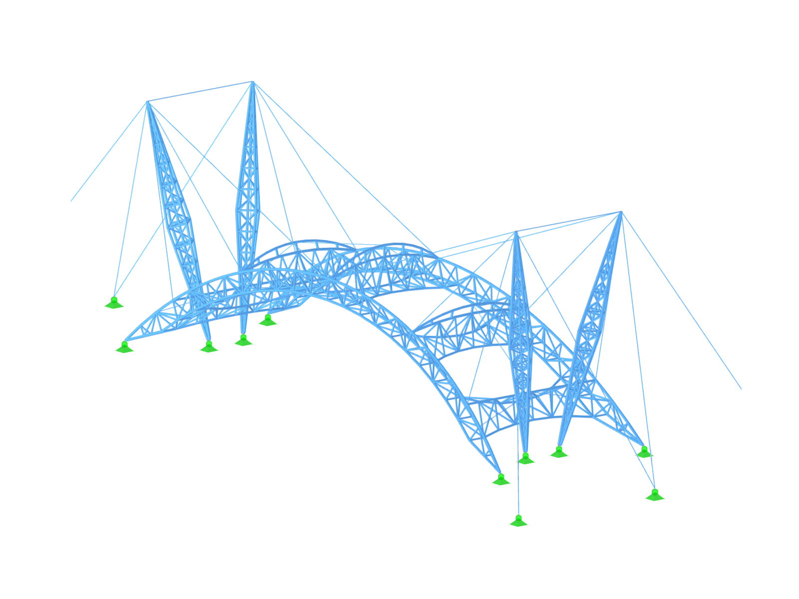 RFEM Model of Dawang Toll Station with Innovative Arched Beam and Membrane Structure