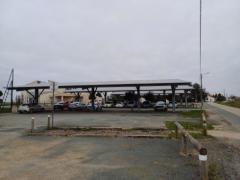 Photovoltaic roofs on a car park in the Vendée, providing solar energy and shade for vehicles