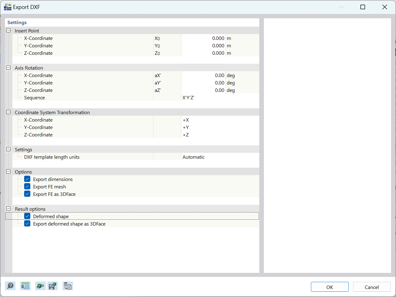 Export options for RFEM 6 to DXF file are displayed in a clear interface layout.