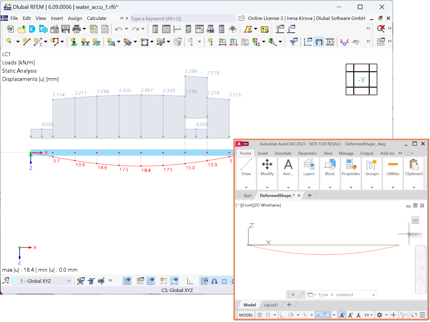 The Export Deformed Shape option in RFEM 6 facilitates the export of deformed mesh shapes to DXF files, enhancing data interoperability.