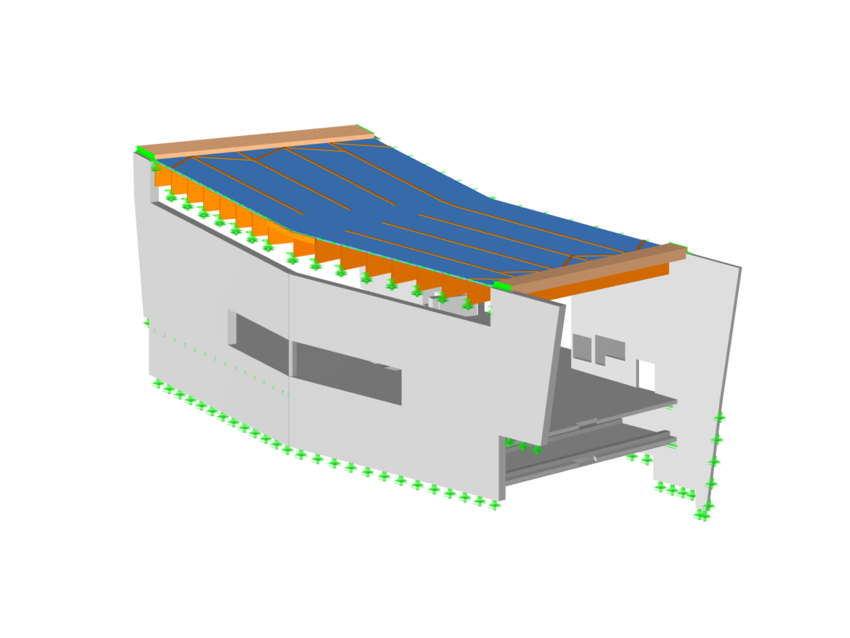 Model of a cable car station designed to resist wind and snow loads.