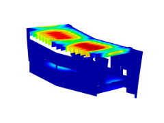 Deformation of the intermediate station of the 3S cableway simulated in RFEM 5 with animation effect.