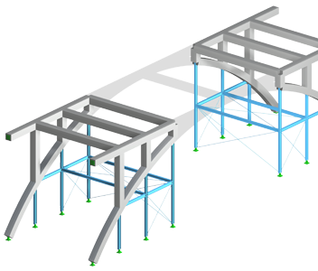 Construction Stages Analysis visualization for RFEM 6 demonstrating phased modeling process.