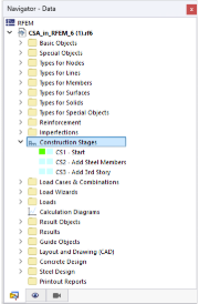 Navigation display with entered construction stages and corresponding detailed data.