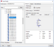 Detailed view for changing a cross-section library in a software application.