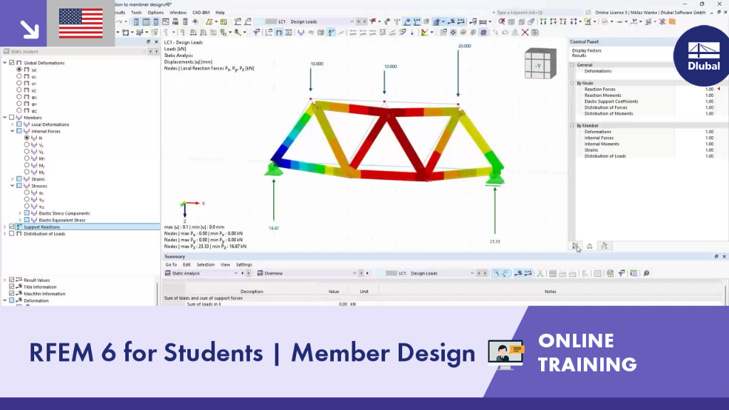 Interactive session on member design for engineering students using RFEM 6.