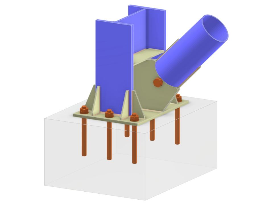 Model 005687 | Column Base with Gusset Plate and Bolted Diagonal Connection