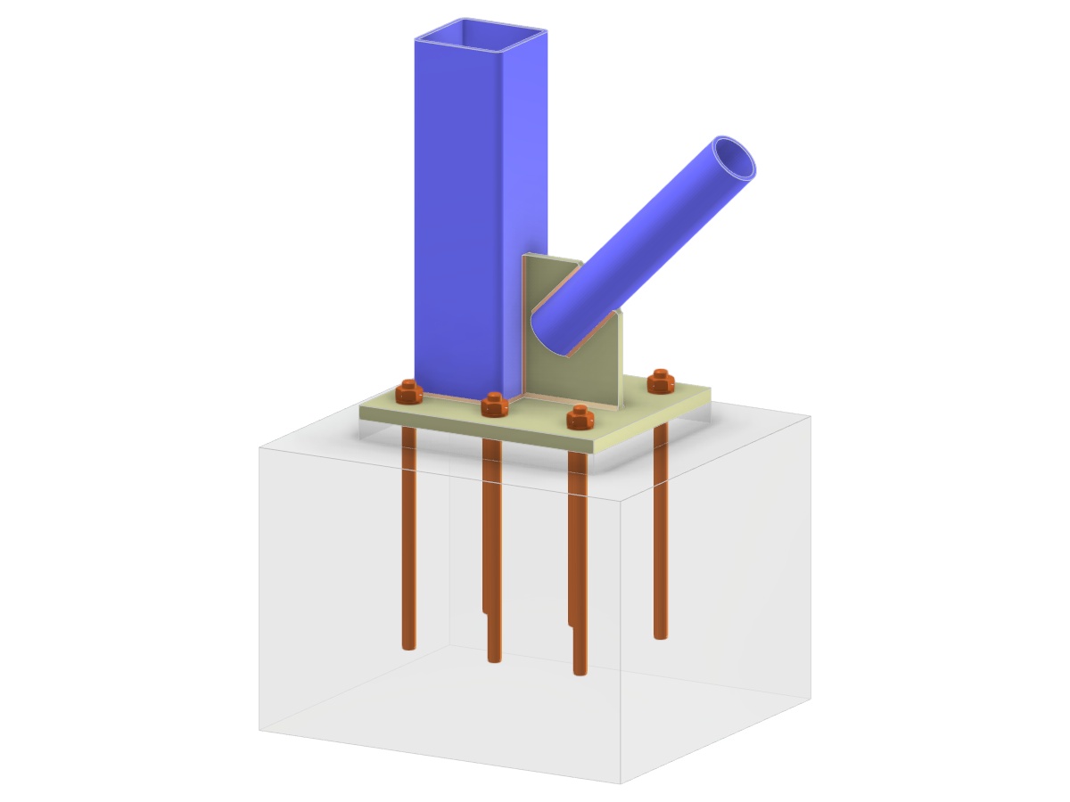 Model 005720 | Column Base with Stiffener and Welded Diagonal Connection