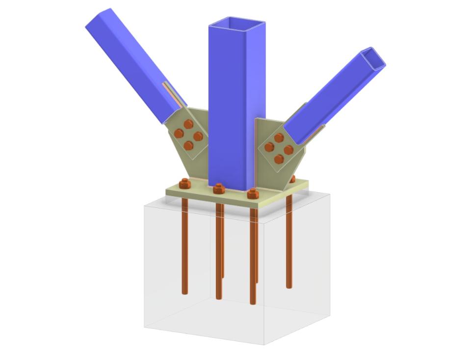 Model 005784 | Column Base and Bolted Diagonal Connection