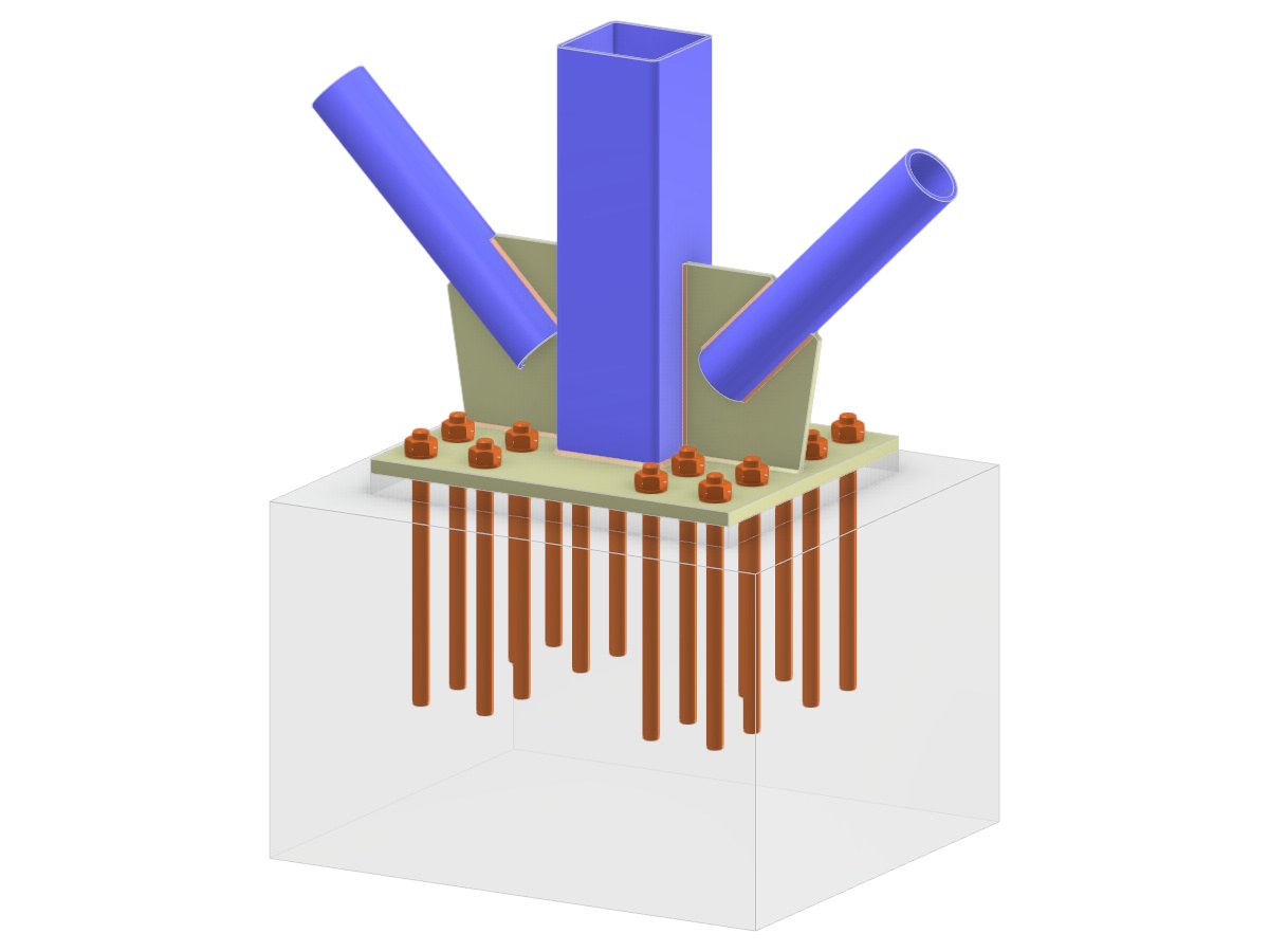 Model 005808 | Column Base and Two Diagonals of Vertical Bracing