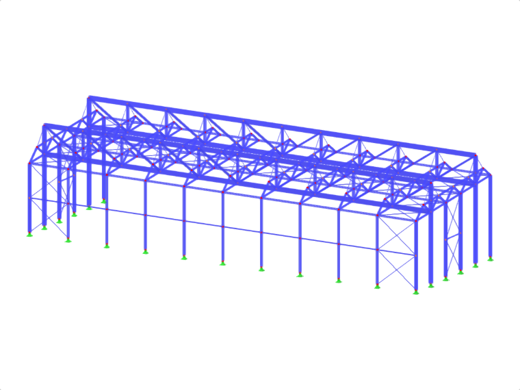Contains details of the maintenance hall structure at Hamburg Airport, including design and structural analysis.