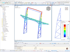 Display of the deformation of a facade support made of steel structure with RFEM 6.