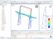 Display of the deformation of a facade support made of steel structure with RFEM 6.