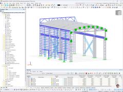 3D test model of a large logistics hall with a detailed structure.