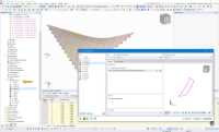 Membrane structure displayed in RFEM 6 with cutting patterns highlighting the interface's capabilities.