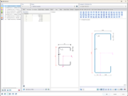Parametric thin-walled cross-section in RFEM 6 demonstrating cold-formed steel section tools for buckling and stability analysis.
