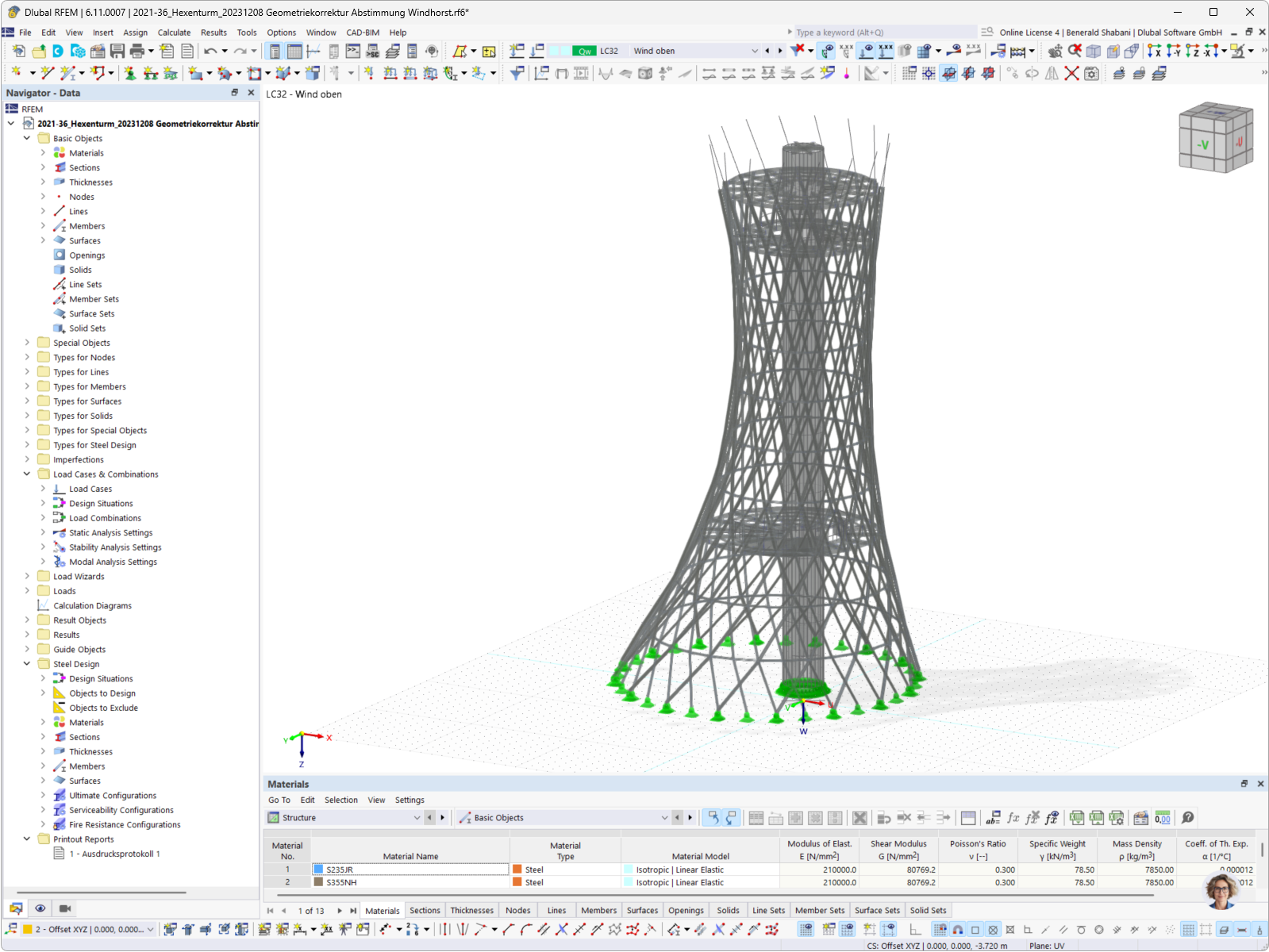 Detailed view of the RFEM model of the Hexenbesen Tower.
