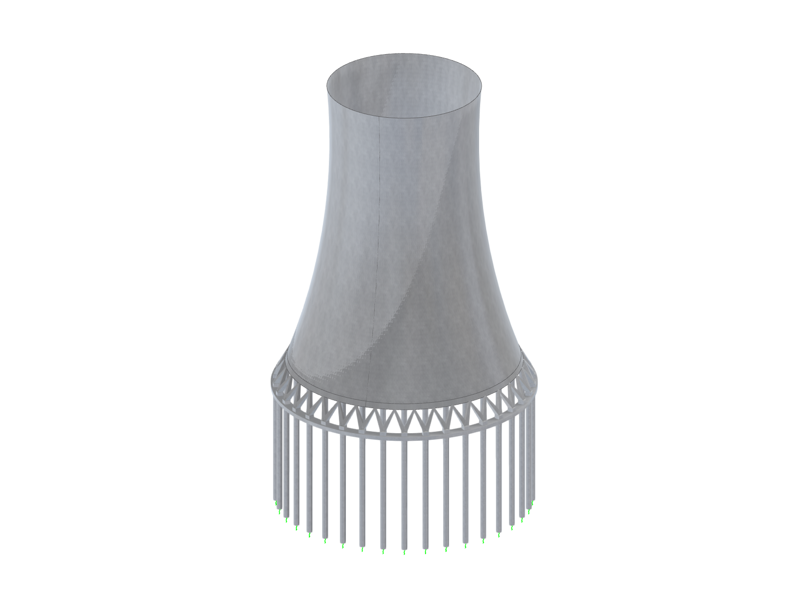 Large concrete cooling tower in the context of the construction and use of industrial plant.