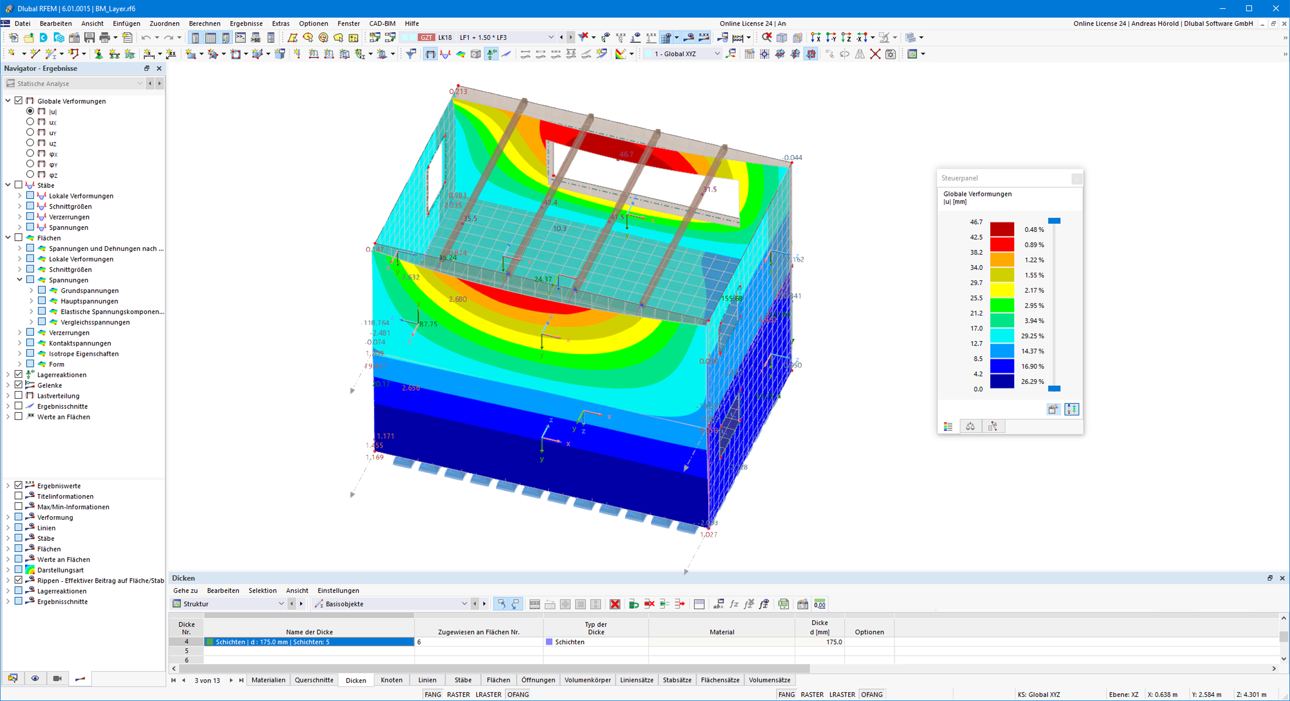 Design of multilayer surfaces such as CLT according to the CSA O86 standard using the Timber Design add-on in Dlubal Software.