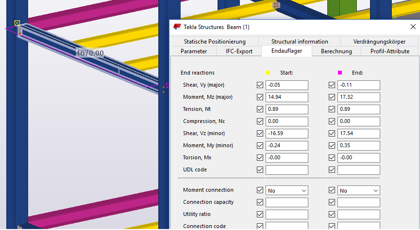 Import of internal forces to Tekla Structures