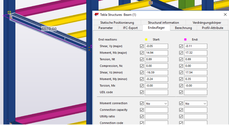 Import of internal forces to Tekla Structures