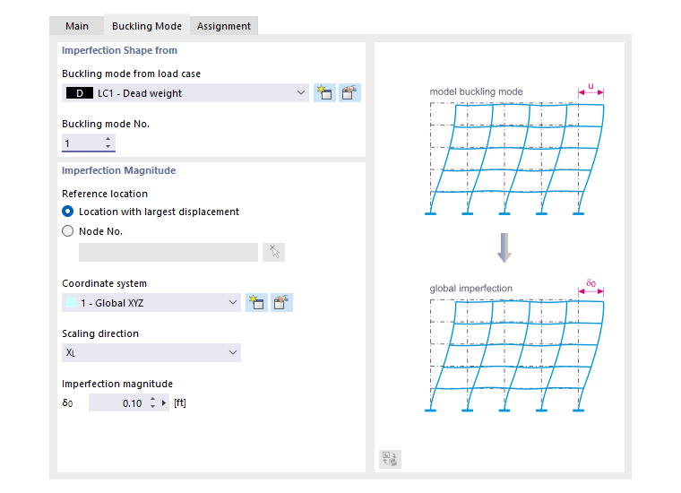 Specifying a buckling mode from the stability analysis