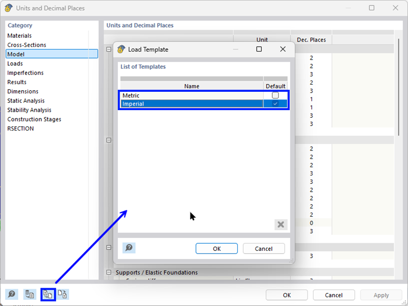 Dialog Box "Units and Decimal Places"