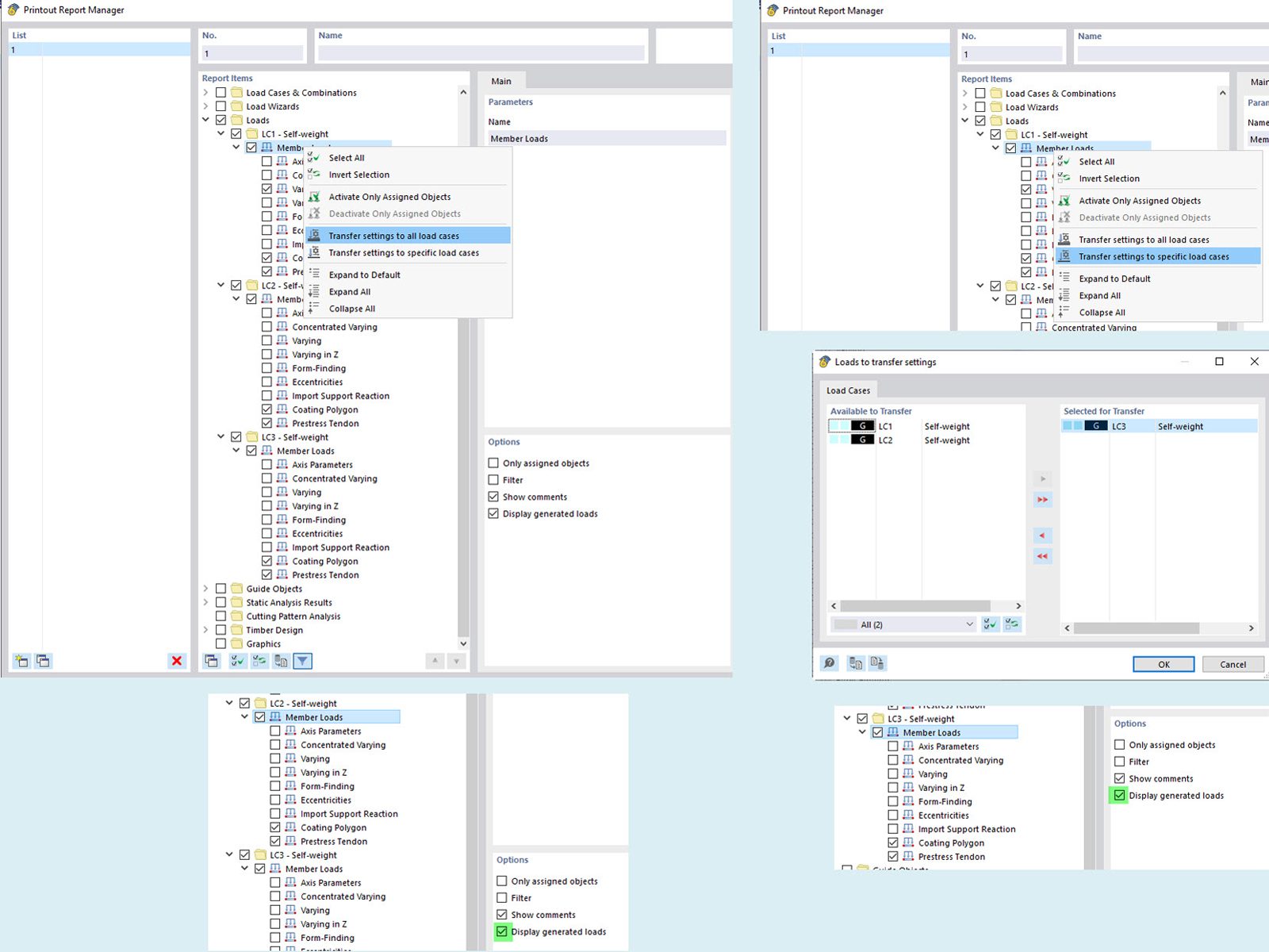Function transferring load filter settings across load cases enhances efficiency in engineering workflows.