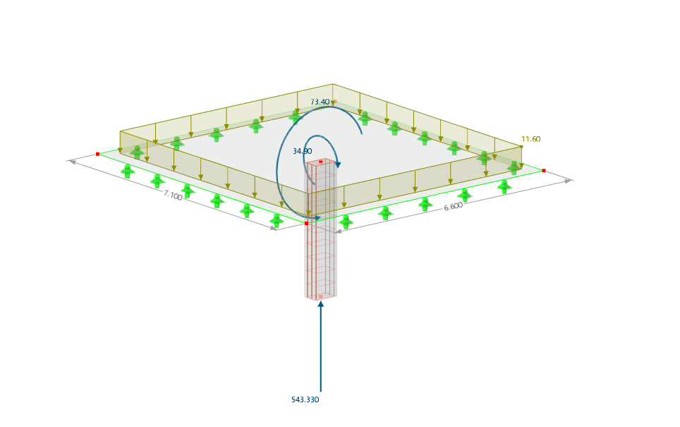 3D analysis of a concrete column with connected plate according to CSA A23.3 standard.